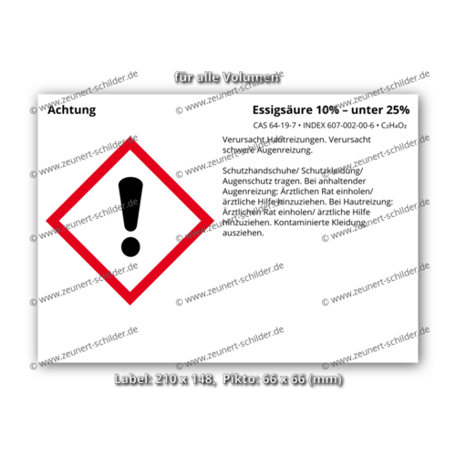 Essigsäure 10% – unter 25%, CAS 64-19-7