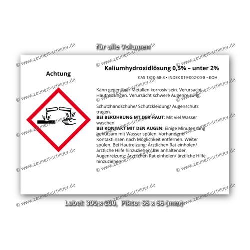 Kaliumhydroxidlösung 0,5% – unter 2%, CAS 1310-58-3