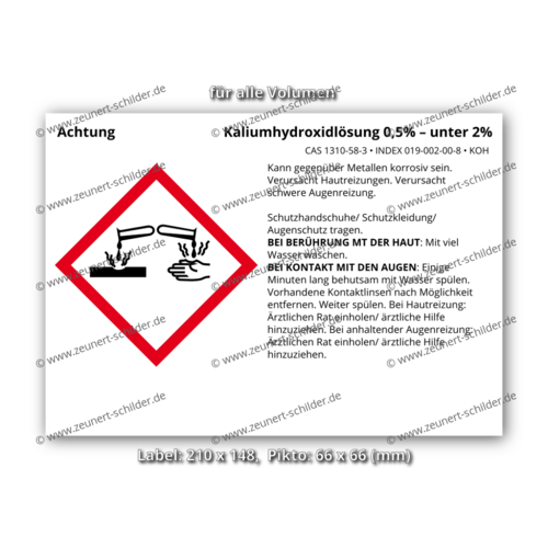 Kaliumhydroxidlösung 0,5% – unter 2%, CAS 1310-58-3