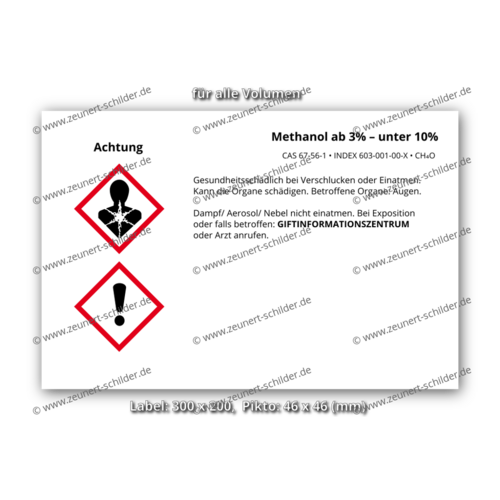 Methanol ab 3% – unter 10%, CAS 67-56-1