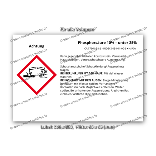 Phosphorsäure 10% – unter 25%, CAS 7664-38-2