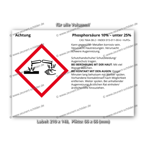 Phosphorsäure 10% – unter 25%, CAS 7664-38-2