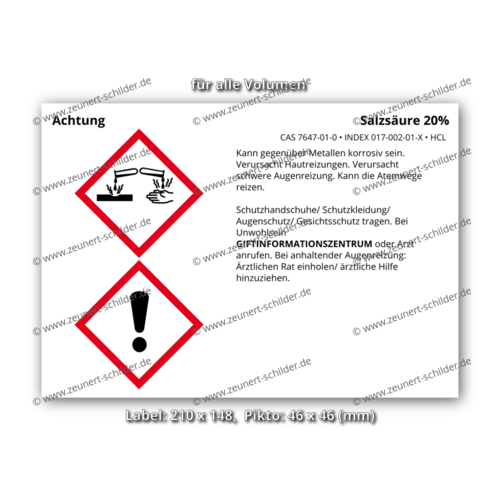Salzsäure 20%, CAS 7647-01-0