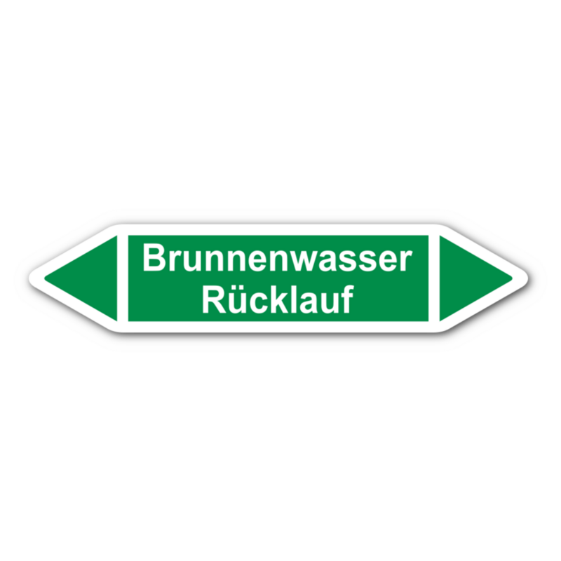 Rohrleitungskennzeichnung „Brunnenwasser Rücklauf“