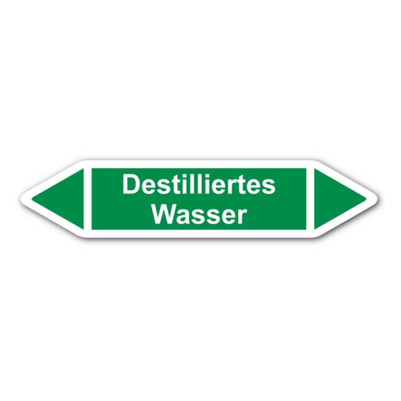 Rohrleitungskennzeichnung „Destilliertes Wasser“