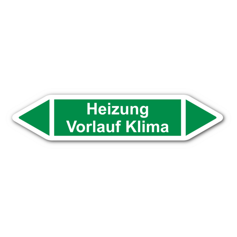 Rohrleitungskennzeichnung „Heizung Vorlauf Klima“