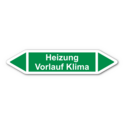 Rohrleitungskennzeichnung „Heizung Vorlauf Klima“