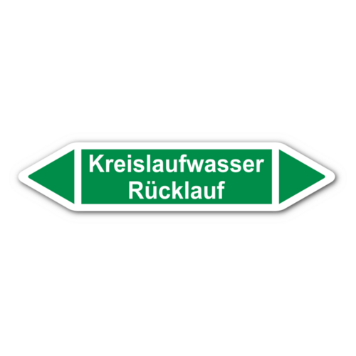Rohrleitungskennzeichnung „Kreislaufwasser Rücklauf“