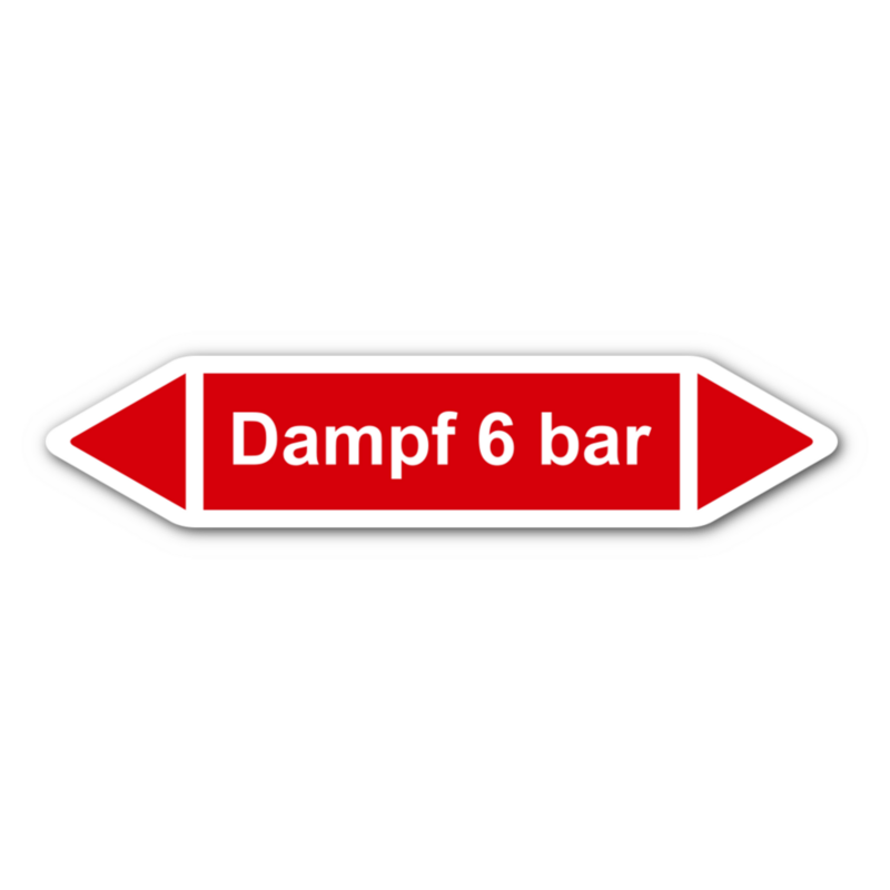Rohrleitungskennzeichnung „Dampf 6 bar“