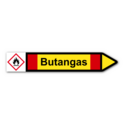 Rohrleitungskennzeichnung „Butangas“