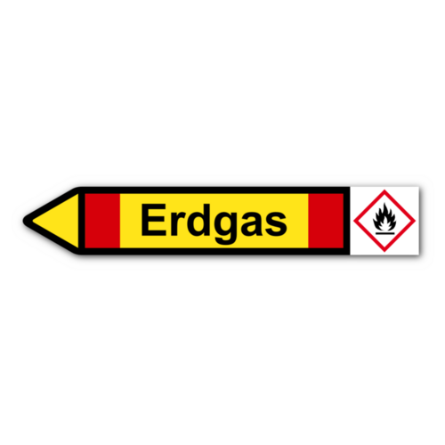 Rohrleitungskennzeichnung „Erdgas“