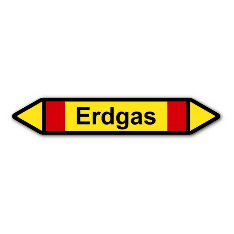 Rohrleitungskennzeichnung „Erdgas“, ohne Piktogramme