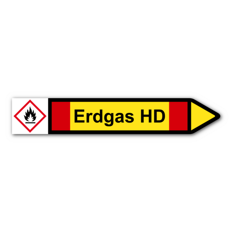 Rohrleitungskennzeichnung „Erdgas HD“