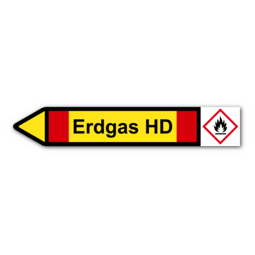 Rohrleitungskennzeichnung „Erdgas HD“