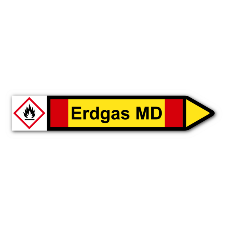 Rohrleitungskennzeichnung „Erdgas MD“