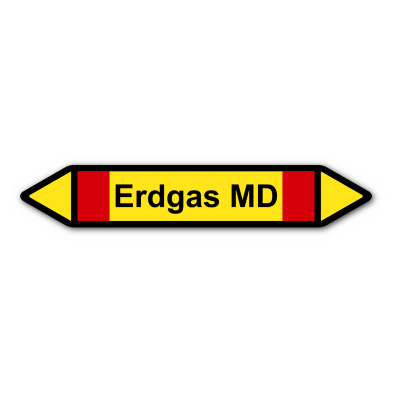 Rohrleitungskennzeichnung „Erdgas MD“, ohne Piktogramme