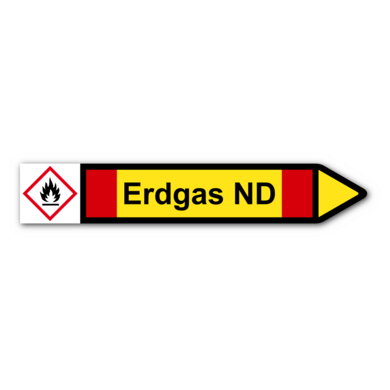 Rohrleitungskennzeichnung „Erdgas ND“