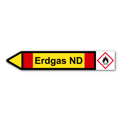 Rohrleitungskennzeichnung „Erdgas ND“
