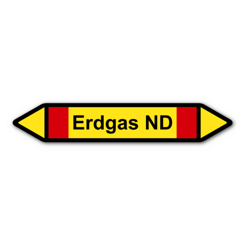 Rohrleitungskennzeichnung „Erdgas ND“, ohne Piktogramme