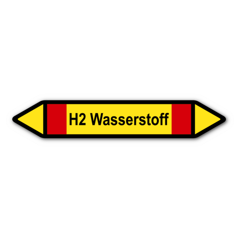 Rohrleitungskennzeichnung „H2 Wasserstoff“, ohne Piktogramme