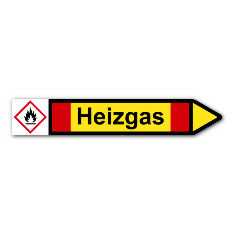 Rohrleitungskennzeichnung „Heizgas“