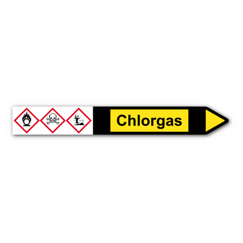 Rohrleitungskennzeichnung „Chlorgas“