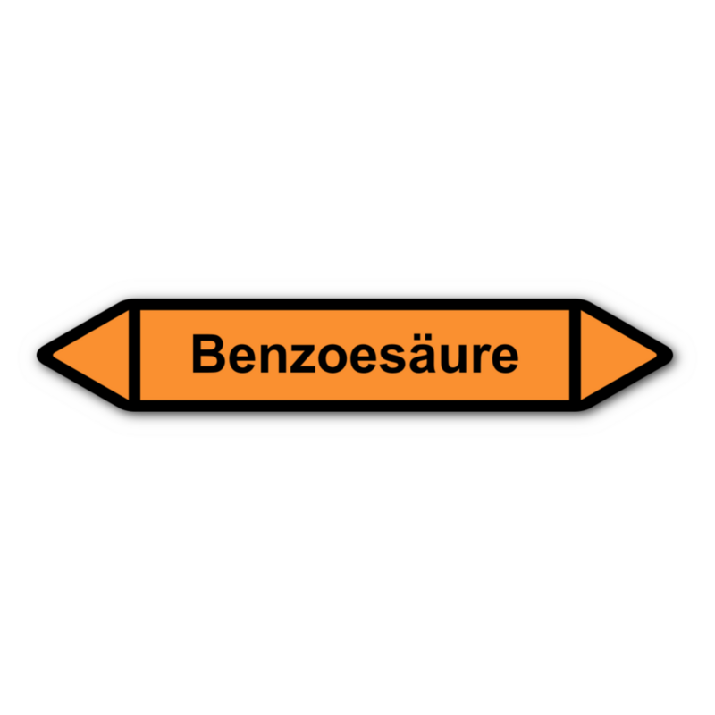 Rohrleitungskennzeichnung „Benzoesäure“, ohne Piktogramme