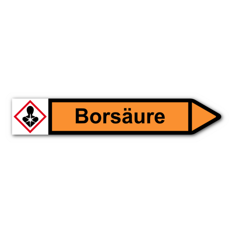 Rohrleitungskennzeichnung „Borsäure“