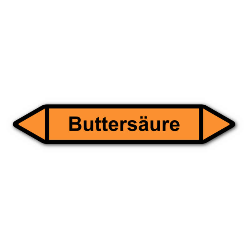 Rohrleitungskennzeichnung „Buttersäure“, ohne Piktogramme