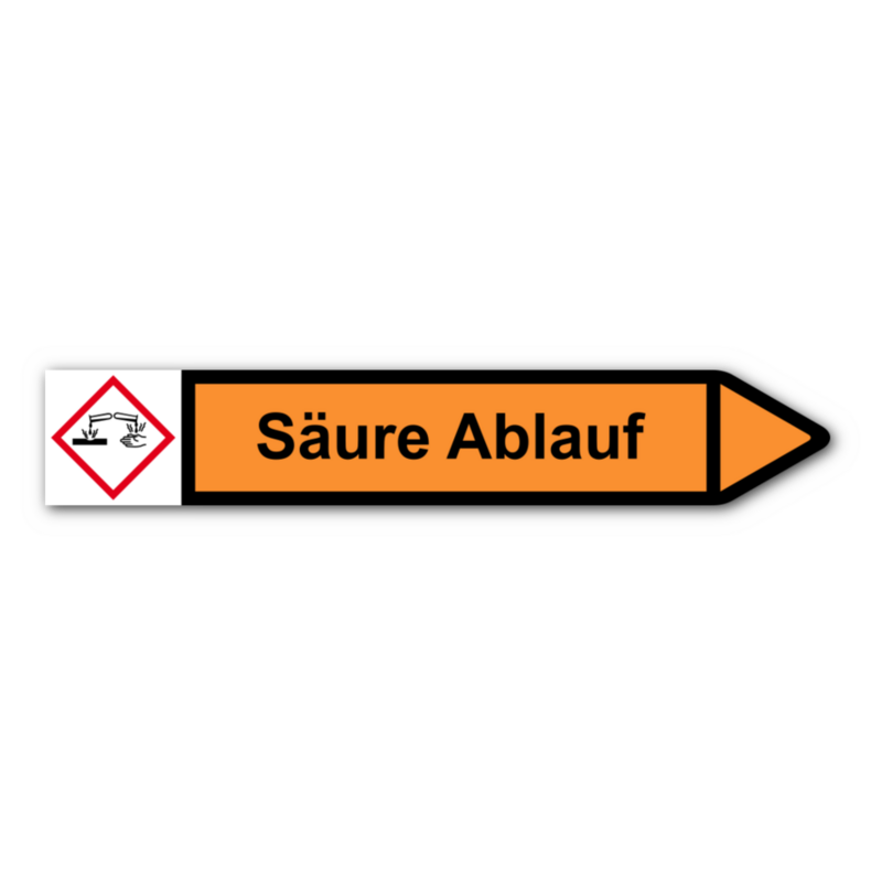 Rohrleitungskennzeichnung „Säure Ablauf“