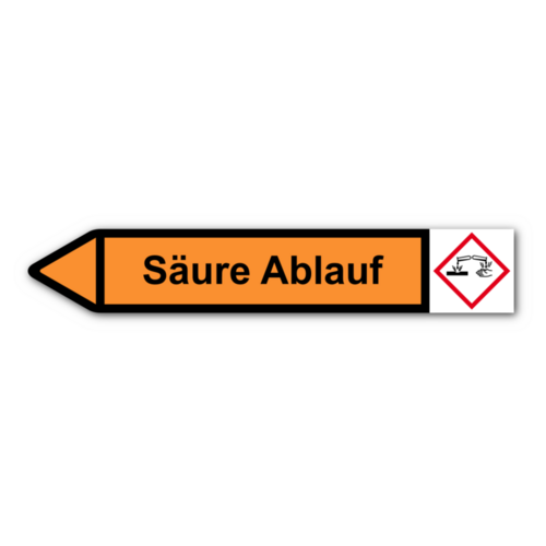 Rohrleitungskennzeichnung „Säure Ablauf“