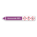 Rohrleitungskennzeichnung „Ammoniak 99%“
