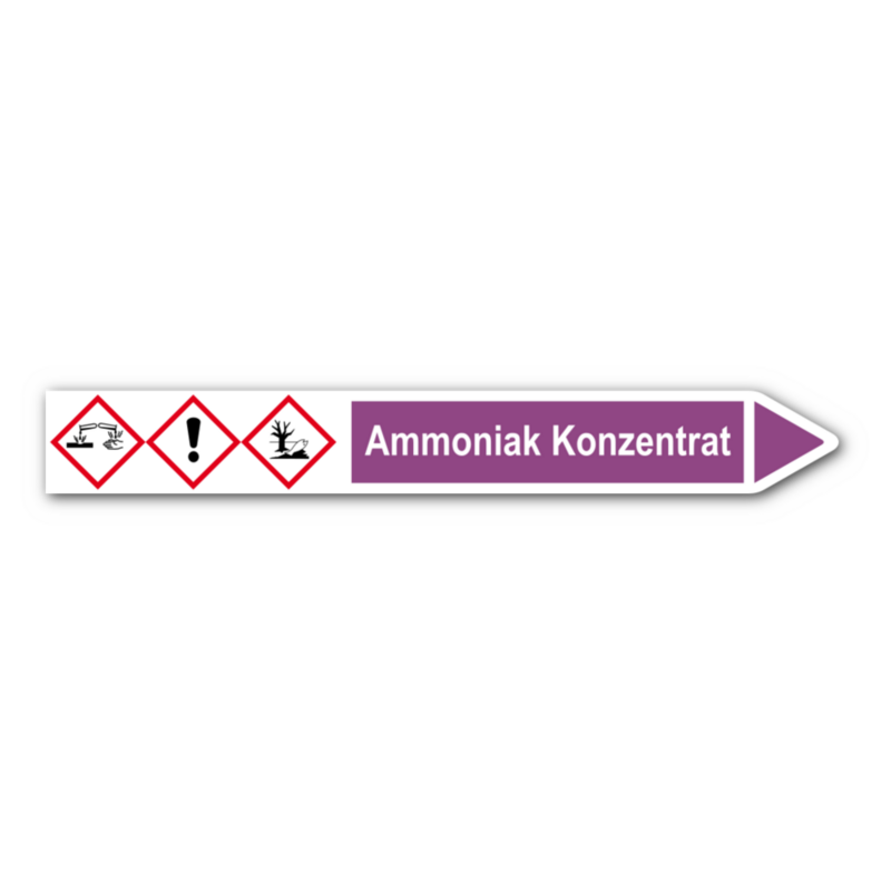 Rohrleitungskennzeichnung „Ammoniak Konzentrat“