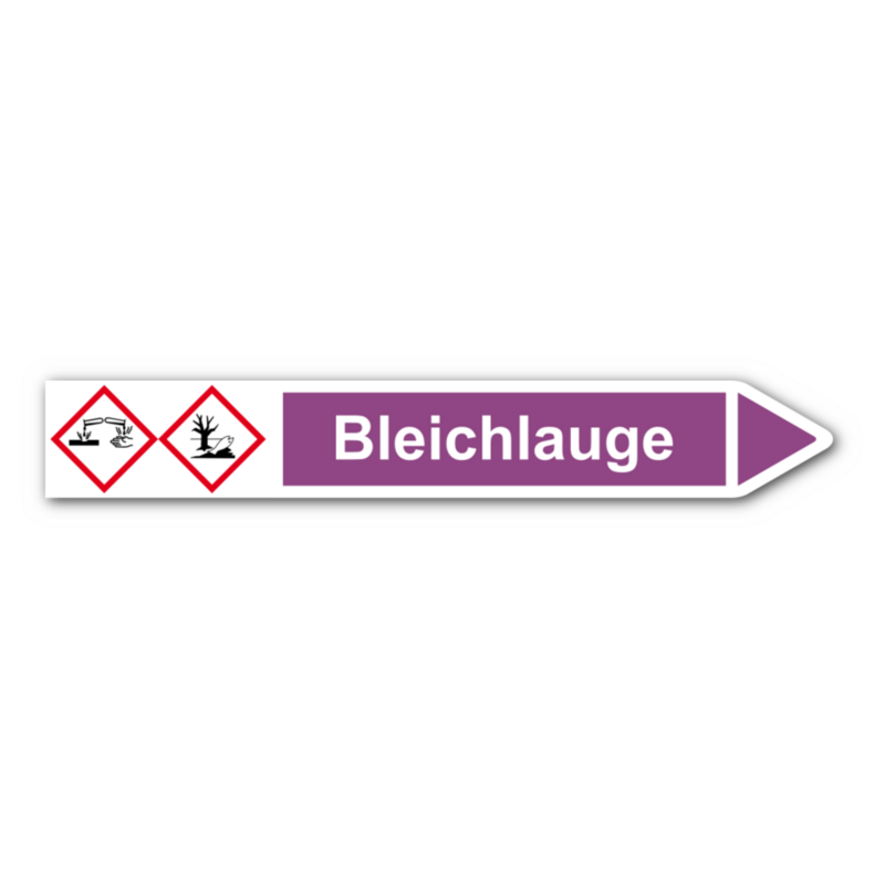 Rohrleitungskennzeichnung „Bleichlauge“