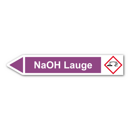 Rohrleitungskennzeichnung „NaOH Lauge“