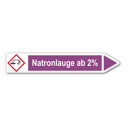 Rohrleitungskennzeichnung „Natronlauge ab 2%“