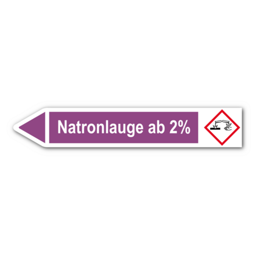 Rohrleitungskennzeichnung „Natronlauge ab 2%“