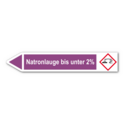 Rohrleitungskennzeichnung „Natronlauge bis unter 2%“