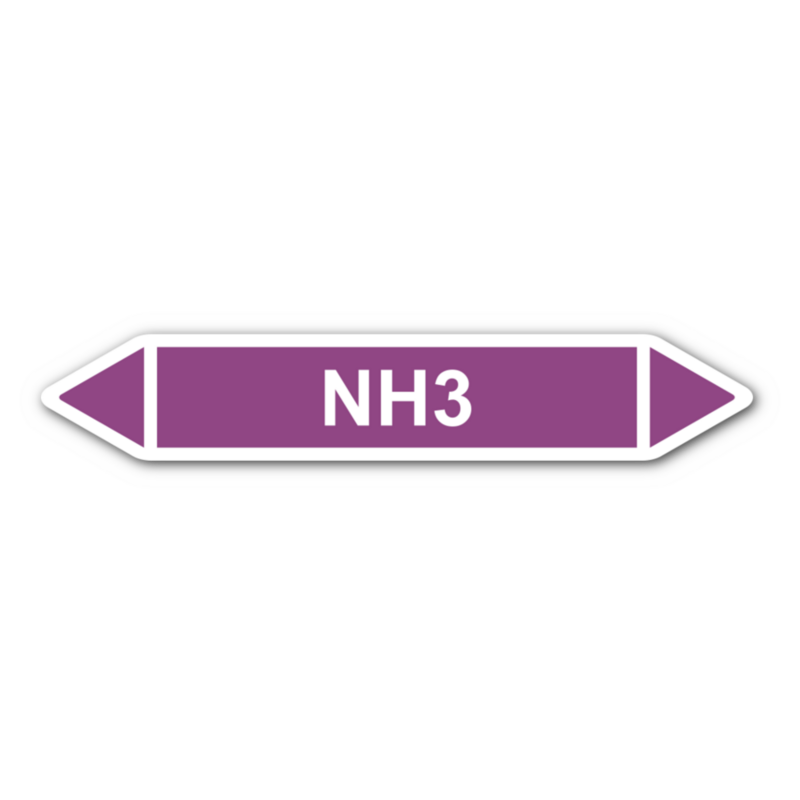 Rohrleitungskennzeichnung „NH3“, ohne Piktogramme