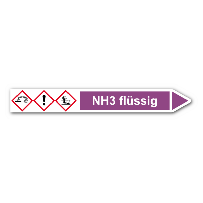 Rohrleitungskennzeichnung „NH3 flüssig“