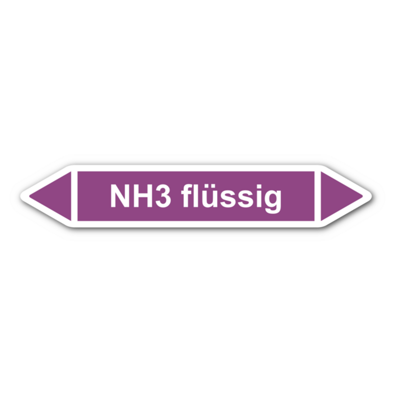 Rohrleitungskennzeichnung „NH3 flüssig“, ohne Piktogramme