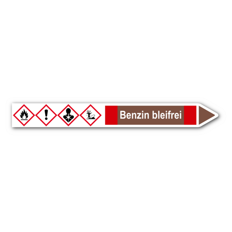 Rohrleitungskennzeichnung „Benzin bleifrei“