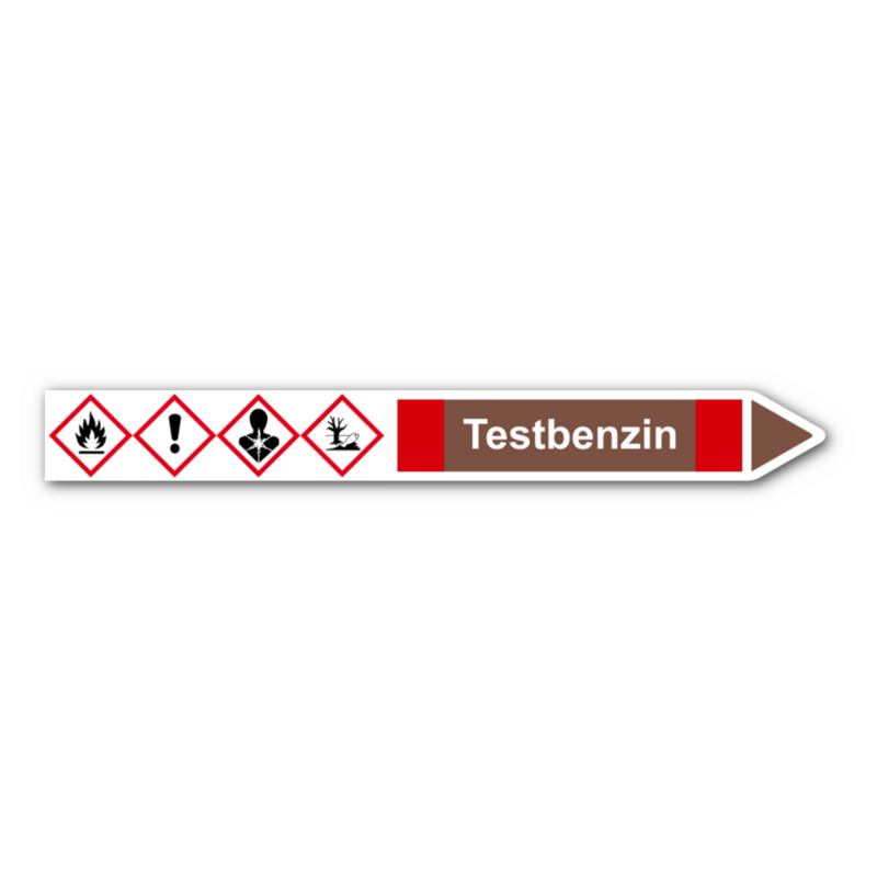 Rohrleitungskennzeichnung „Testbenzin“