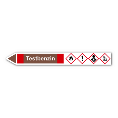 Rohrleitungskennzeichnung „Testbenzin“