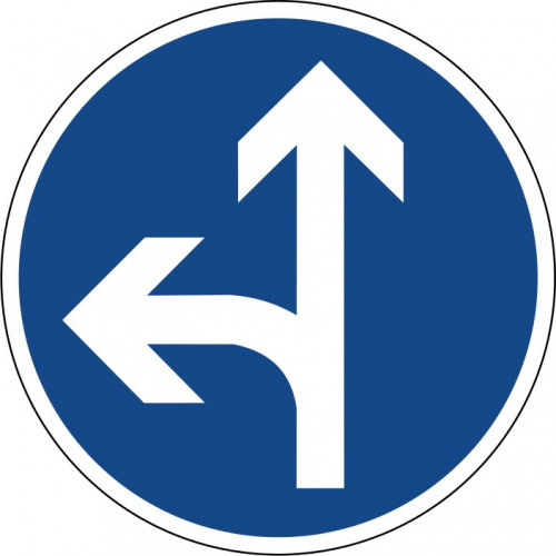 Vorgeschriebene Fahrtrichtung geradeaus oder links - StVO-214-10