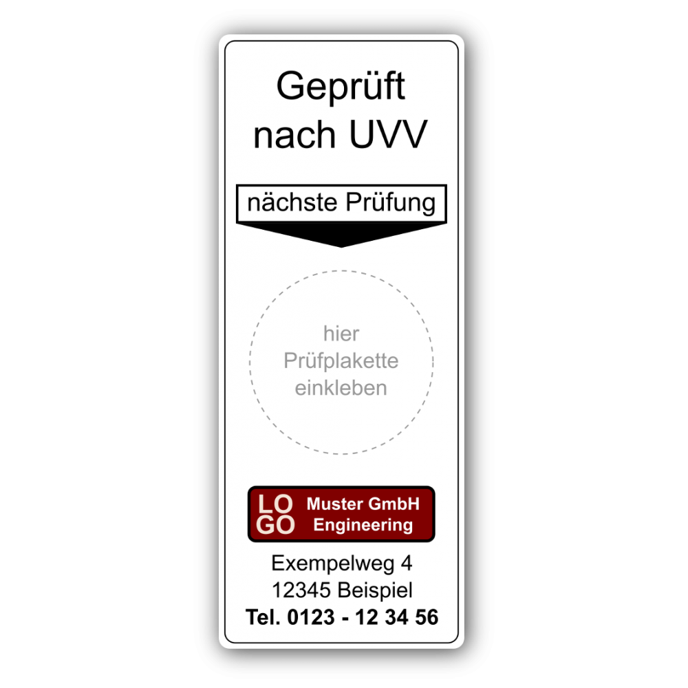 UVV Grundplaketten Plaketten Unterlage Nächste Prüfung für Prüfplaketten 30mm 
