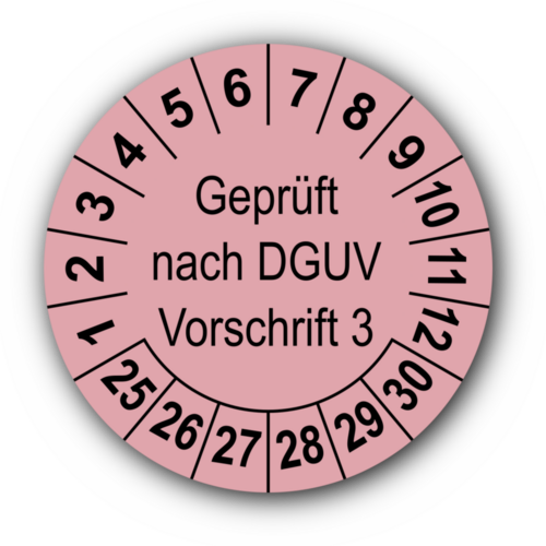 Geprüft nach DGUV Vorschrift 3, rosa