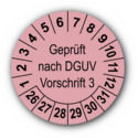 Geprüft nach DGUV Vorschrift 3, rosa