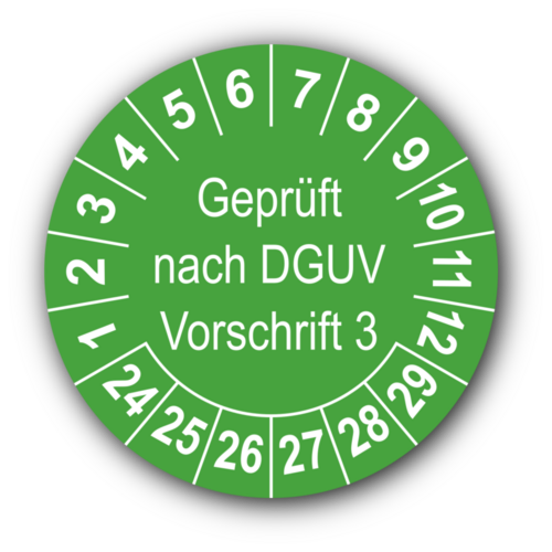 Geprüft nach DGUV Vorschrift 3, grün