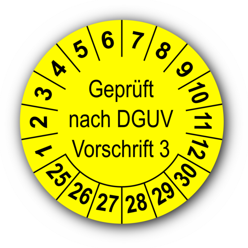 Geprüft nach DGUV Vorschrift 3, gelb